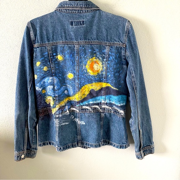 Zena Jackets & Blazers - Van Gogh starry night denim jacket women’s size L